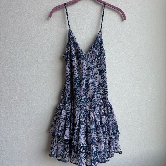 Abercrombie & Fitch Drop Waist Purple Ruffle Skirt Chiffon Mini Dress Size XS - Picture 2 of 7